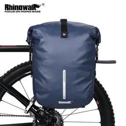 Rhinowalk Bicycle Bag Pannier Waterproof Bike 20L Multifunctional Rear Rack Blue Black Travel Cycling 240411