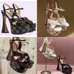 Su metal platformu, ayak bileği kayış sandaletleri yüksek topuklu stiletto kadın partisi akşam ayakkabıları açık parmak derisi tasarımcı fabrikası 16cm orijinal kalite