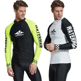 Suits Sbart 1PC Men Scuba Snorkeling T Shirts Wetsuits Diving Suits Tops Long Sleeves Surfing Rash Guards Male Bathing Suits