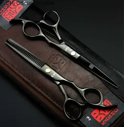 Tesoura de cabelo Novo chegada Profissional barbeiro corte tesoura Kasho 5.5/6,0 polegadas 6cr azul/preto/arco -íris/ouro Q240425