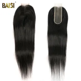 Wigs Baisi الجزء الحرة 2x6 الدانتيل الإغلاق البرازيلي الإغلاق المباشر 100 ٪ إغلاق الشعر البكر البشري مع إغلاق الدانتيل شعر الطفل فقط