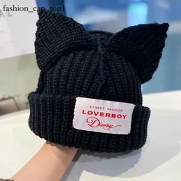 Designer Hut Liebhaber Junge Beanie Hut Beanieskull Caps Liebhaber Junge Schwein Ohr Strickhut Doppelschicht warme Katze Wolle nied