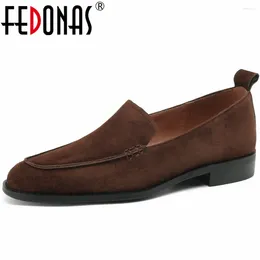 Scarpe casual fedonas bassi tacchi donne pompe retrò trollo trollo vera pelle 2024 primavera estate concisa