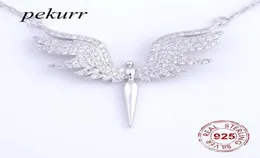 Pekurr 925 STERLING Gümüş CZ Açı Kanadı Phoenix Eagle Kuş Kolyeler Kadınlar İçin Sergililer Zincir Takı Hediyeleri 2106211070209