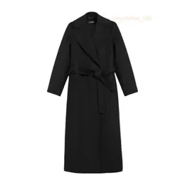 Cappotto da donna in cashmere cappotto di lusso maxmaras colletto a fili di donne con cintura e mantello nero avvolgente in lana