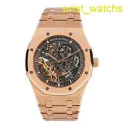 Ap moissanite zegarek na nadgarstek Royal Oak Series 15407or Rose Gold Hollow Double Pendulum Watch Mat Masher Rekroje Sports Sports Sports Mechanical Watch