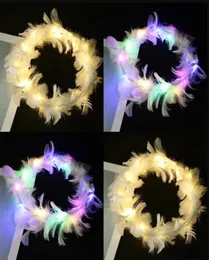 LED Luminöse Federkranz Stirnband Haarbandgirlanden Mädchen leuchten Haarkranz Party Hochzeit Brautjungfer Geburtstag Geschenke3698474