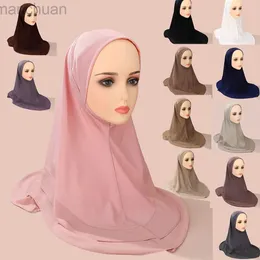 Hidżabs muzułmański hidżab Bliski Wschód Women Turban Arabski szalik stały kolor Kryształowy Kryształowy Kryształ podwójny czapkę szyfonową Hiżbon Hijab Hat D240425