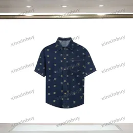 Xinxinbuy Men Designer Tee T Shirt 2024 Włochy Parisgold list haftowy dżins tkanina bawełniana bawełna bawełniana bawełniana bawełna biel czarny niebieski xs-l