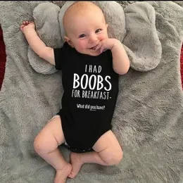 Tek parçalar Kahvaltı için göğüslerim vardı, ne yaptın 2021 bebek bodysuits body kız romper kıyafetleri yenidoğan bebek bebek kıyafetleri tulumlar ropa