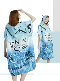 SWESSSHIRTS SURF PONCHO PONCHO QUICEDRY TILL HODIE MICROFIBER BEACH ROBE تغيير منشفة السباحة معطفات الشاطئ للبالغين (A12)