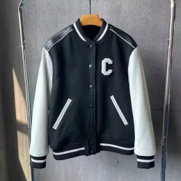 Jackets Women And Men Coat Spring 2022 New Fashion Cow Leather Sleeves Real Wool Jacket Baseball Uniform ONeck Collar