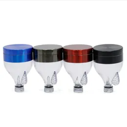 WiFi Signal Tooth Transparent Aluminum Alloy Funnel Grinder 3 Piece Smoke Grinder Smoking Tobacco Herb Spice Crusher Hand Cracker Grinders