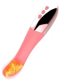 Massageador de brinquedos sexuais Vibrador realista de vibrador de idioma G Rabbit Heat Rose Flor Massage Brinquedos Adultos para Mulheres8786463