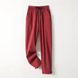 Pantaloni casuali di primavera e autunno di cotone e biancheria di lino in stile cinese pantaloni da uomo sciolti giovani e di mezza età