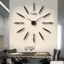 Uhren 3d Luminous Wall Clock Aufkleber DIY Digitaluhr Rahmenlose stille Quarznadel Uhren Modernes Design Wohnzimmer Wohnzimmerdekoration