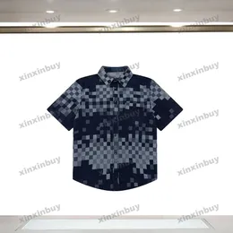 xinxinbuy erkekler tasarımcı tee tişört 2024 İtalya Paris mozaik yıkama denim kumaş pamuk kısa kollu pamuk kadınlar beyaz siyah s-xx s-x