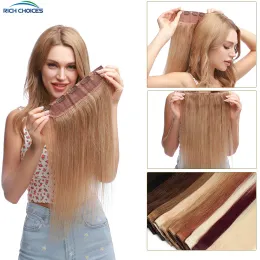 PITOLO 8 "24" Clip in estensioni di capelli con un pezzo 100% Clip di trama dei capelli umani reali in capelli naturale marrone biondo per donne