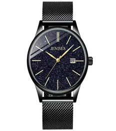 Нарученные часы Jenises 8014 Simple Style Men Men Quartz Leathersteel ремешок мужской бизнес красота Blue Dial Watch