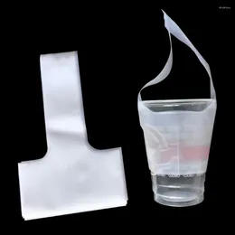 Förvaringspåsar 500 st/parti 12,5 23 cm klar t-form plast dryck en kopp paketpåse transparent kaffesaft som tar ut förpackning