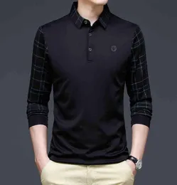 Ymwmhu Moda Solid Polo Shirt Men Men Korean Fashion Sleeve Longa Casual Fit Slim Man Man Polo Botão Tops 2202097784105