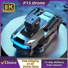 Drohnen Neue P15 Mini Drohne 4K Professional 8k HD -Kamera Hindernis Vermeidung Luftfotografie bürstenfaltbarer Quadcopter verkaufen Schürze