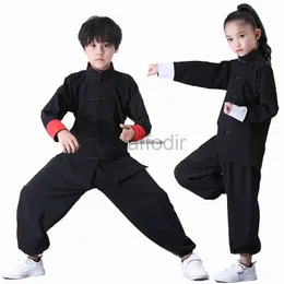 Abbigliamento da palcoscenico Kung Fu Uniform Abside tradizionale cinese per ragazzi Girls Wushu Costume Top Pants Set Tai Chi Folk Outfit del palco D240425