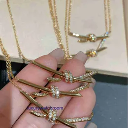 Luxury Tiifeniy Designer Pendant Necklaces V-Gold High Version Knot Series with Diamond Rose Gold Necklace CNC Quality Flat Replacement