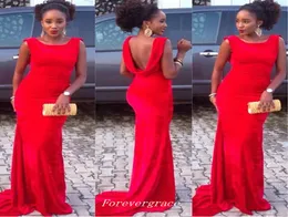 New Arrival Red Cowl Back Prom Dress Sexy Mermaid Long Backless Women Wear Party Gown Custom Made Plus Size2381925