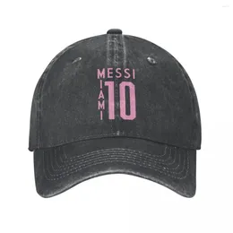 Ball Caps Fußball Baseball Pink Messis Merch Unisex Style Retro Distressed gewaschene Fußballsonnenmütze