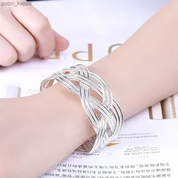 Kedja 925 Sterling Silver Armband för kvinnor Elegant flätad tråd Bangle Fashion Wedding Party Christmas Gift Girl Student smycken