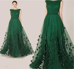 Zuhair Murad 2020イブニングドレスエメラルドグリーンキャップスリーブプロムドレス