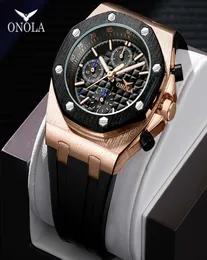 CWP Onola Marke Fashion Casual Quartz Mens Watch Chronograph Multifunktionsgelenkwatch All Black Gold Metal Waterd für MEN3536609