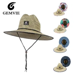 GEMVIE Women Lifeguard Hat Beach Straw Hat Outdoor Printing Wide Brim Panama Hat Summer 240419
