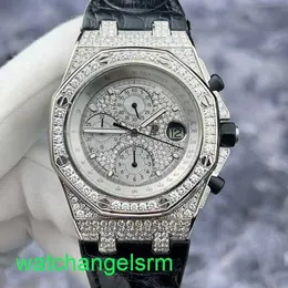 AP Crystal Wrist Watch Royal Oak Offshore Serie 26067BC Original Diamond Set Full Sky Star 42mm Datum Timing -Funktion 18k Platinum