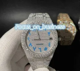 Custom Round Arabic Dial Watch bling bust Down Moissanite VVS Cuban bust down hip hop personalized luxury custom watch