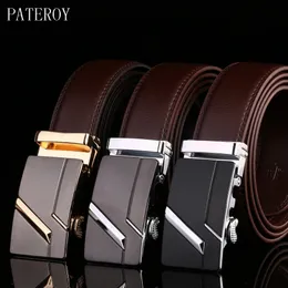 Pateroy Mens Belt Male midjebälten äkta läder riem cinturon hombre ceinture homme designer cinto masculino hög kvalitet 240422