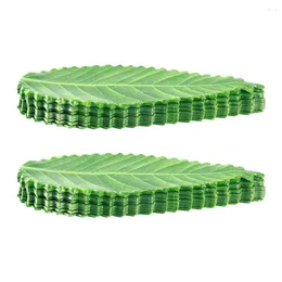 Dinnerware Sets 200 Pcs Sashimi Leaves Mat Green Artificial Tray Sushi Decor Grass Plate Leaf Adornment Pp Ornament
