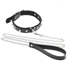 Anhänger Special Design Damen Mann Bondage Halskette Sexy Nietgnetzmetall PU Lederkragen Traktion Seilband für Paar