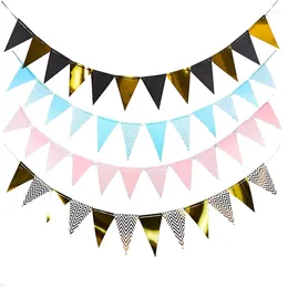 Party Decoration Blue Pink Black Gold Corrugated Pennant Wedding Balloon Accessories Birthday Banner Baby Shower