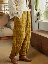 Maglioni addensato Bloomer di cotone trapuntato Pantaloni casual inverno larghi pantaloni Pantaloni alta vita ad alto contenuto di harem da 5xl joggers pantolon e26