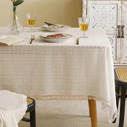 Tabela de mesa de algodão branco Trepa de mesa retangular de algodão para capa de chá Tafelkleed Decoração de casamento Mantel Mesa