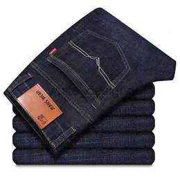 Mäns jeans bor sändning av mäns elastiska jeans lösa och raka benbyxa arbetsresistent smuts beständig casual och mångsidig man byxor casual kläder asiatisk storlek 40