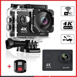 Cameras Ultra HD 4K Kamera akcji H9R Wi -Fi 12MP 2 "LCD 30M Waterproof 170D Zdalny Hełm Kamer wideo Kamera wideo Outdoor Sport Cam