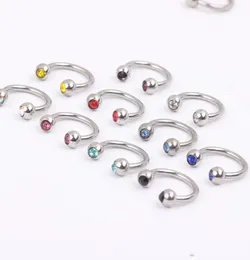 Nasenschmuck N05 100pcslot Mix 8 Farben 16G Ball kreisförmig Hufeide Augenbrauen Nasenringe Körper Piercing Schmuck Whole7127315