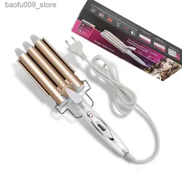 Керлинг Irons Professional Curling Tool Curling Iron Ceramic Three Barrel Burler Q240425