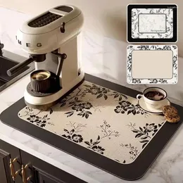 Carpets Absorbent Tableware Dish Drying Mats Kitchen Rug Desk Drain Pad Non-slip Draining Placemat Retro Print Mat