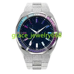 Роскошная нержавеющая сталь замороженная звезда Dust Japan Quartz Watches Men Hip Hop Hip Hop Iced Out Rainbow Diamond Watch