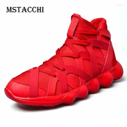 Fitness Shoes MStacchi Fashion Men Colour Mixture Thick Bottom High-Top Round Toe Lace-Up Flat Outdoors Casual