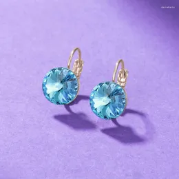 Dangle Ohrringe runden kleine Bella -Gestüt mit österreichischem Kristall für Frauen Mode Gold Farbe Hochzeit Schmuck Bijoux Mädchen Geschenk